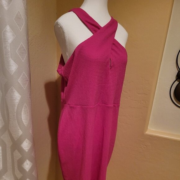 Michael Kors solid crisscross mini dress Size XL NWT Dark Pink - Picture 3 of 9